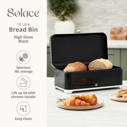 Swan Solace Bread Bin & Canisters Kitchen Storage Set (Black) - Vibe Home
