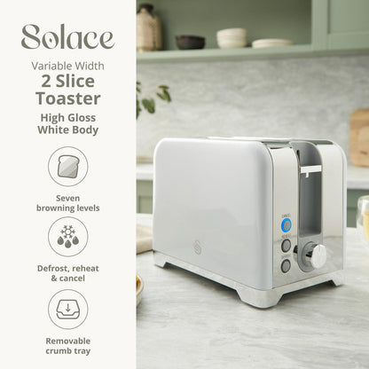 Swan Solace Kettle & 2 Slice Toaster Kitchen Set (White) - Vibe Home