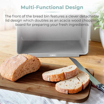Tower Scandi Kettle, 2 Slice Toaster, Bread Bin, Canisters & Biscuit Barrel Kitchen Set (Dove Grey) - Vibe Home
