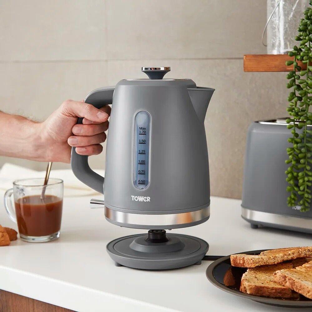 Tower Odyssey Kettle & 2 Slice Toaster Kitchen Set (Grey) - Vibe Home