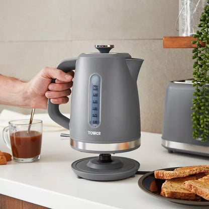 Tower Odyssey Kettle & 2 Slice Toaster Kitchen Set (Grey) - Vibe Home