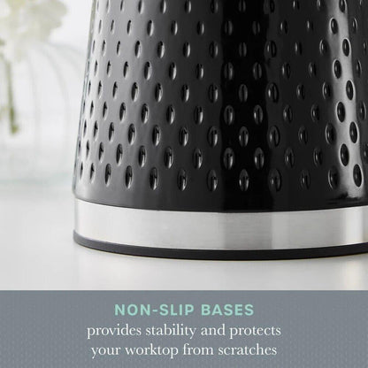 Swan Elegance Bread Bin & Canisters Kitchen Storage Set (Black) - Vibe Home