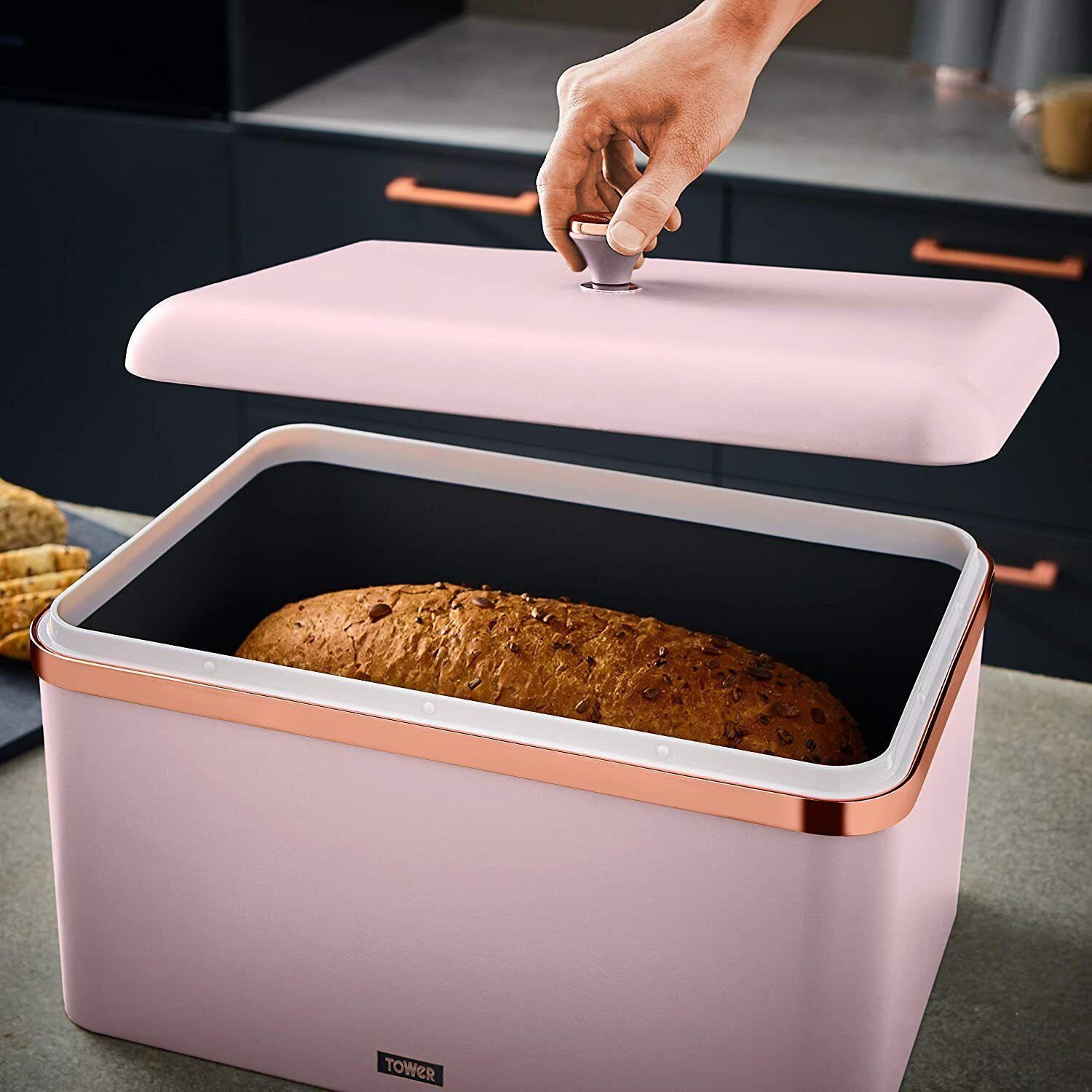 Tower Cavaletto Jug Kettle, 4 Slice Toaster, Bread Bin, Canisters Kitchen Set (Pink) - Vibe Home