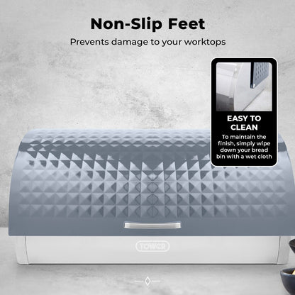 Tower Solitaire Bread Bin & Canisters Kitchen Storage Set (Grey) - Vibe Home