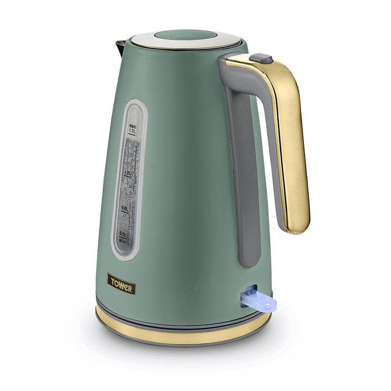 Tower Cavaletto Jug Kettle, 4 Slice Toaster & Canisters Kitchen Set (Jade Green)