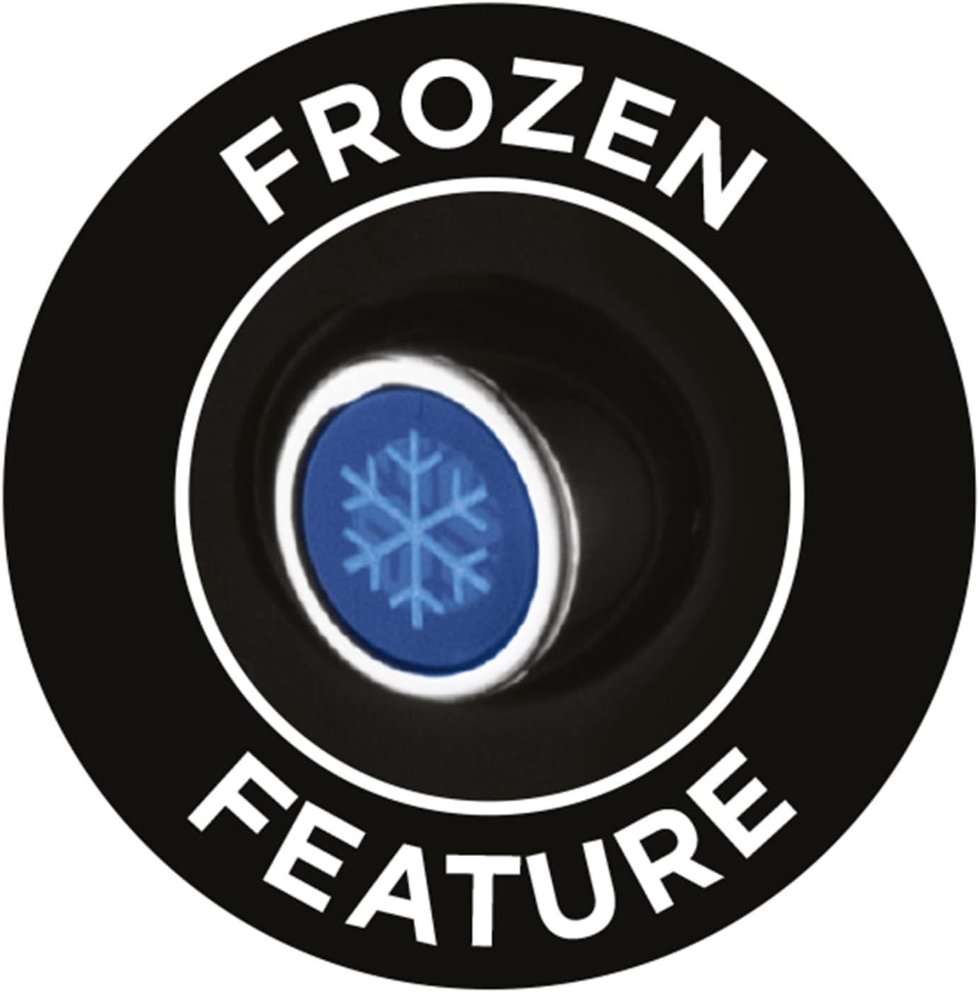Black and chrome toaster frozen feature badge with blue snowflake icon