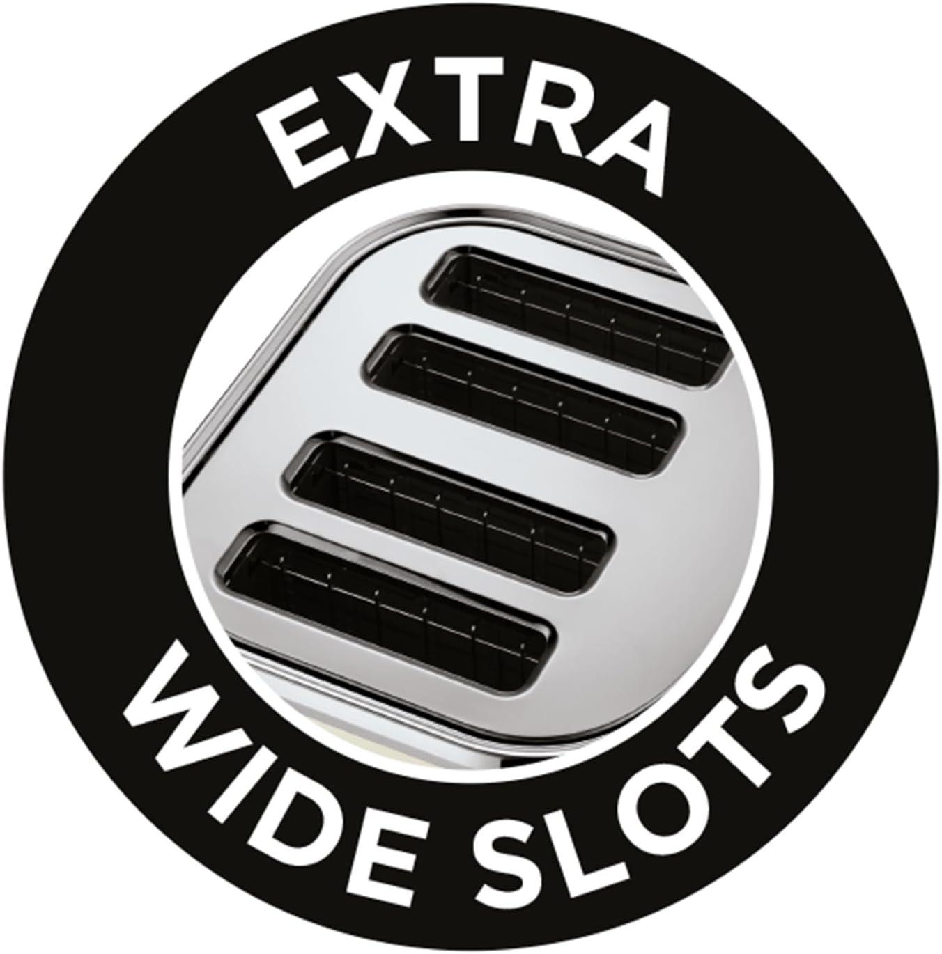 Extra wide slot badge for a 4-slice toaster