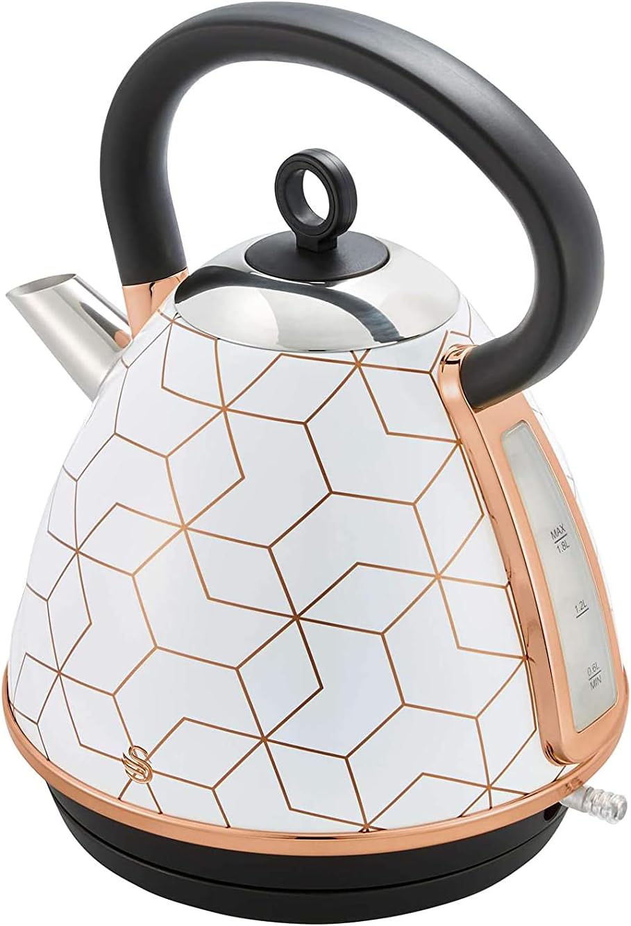 Swan Tribeca Kettle & 2 Slice Toaster Kitchen Set (White/Rose Gold)