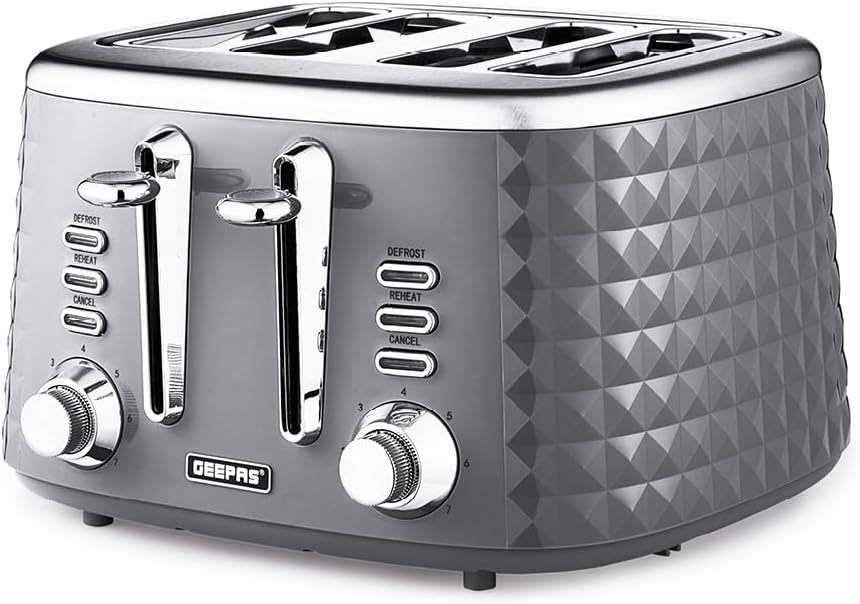 GEEPAS Argyle 4 Slice Toaster GBT36552UK-GR (Grey)