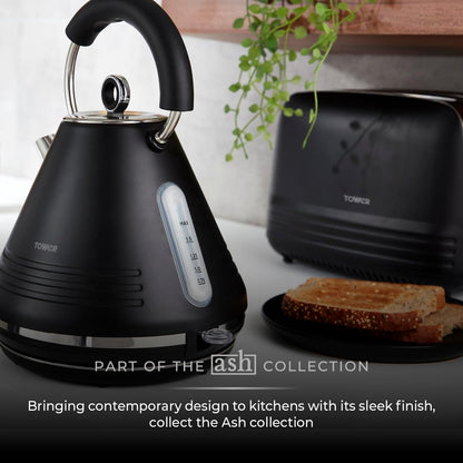 Tower Ash Pyramid Kettle Rapid Boiling T10074BLK (Black)