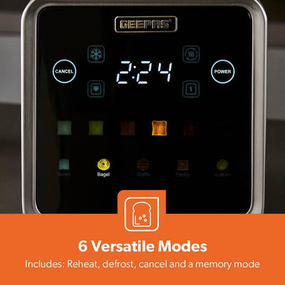 GEEPAS 5-in-1 Digital 4 Slice Long Slot Toaster GBT36566UK (Silver)