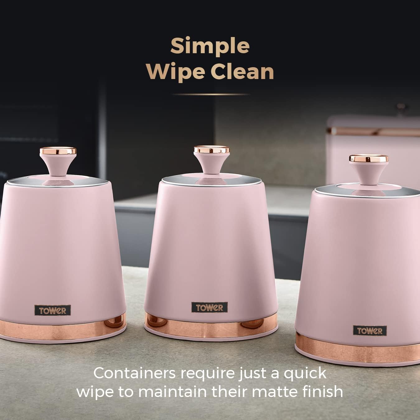 Tower Cavaletto Pink Canister Set Canisters Rose Gold T826131PNK