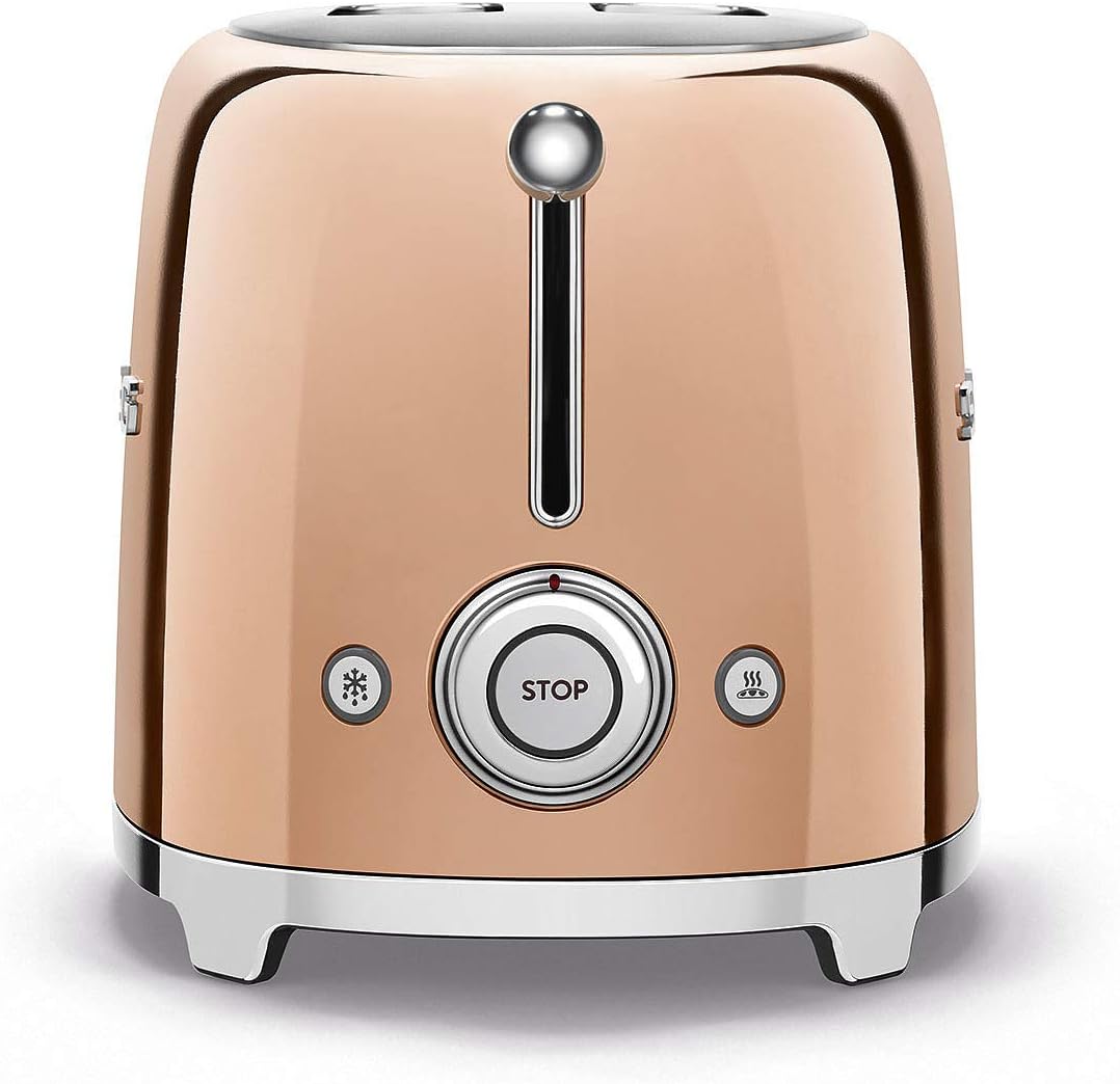 SMEG Rose Gold 2 Slice Toaster Extra Wide Slots Copper TSF01RGUK