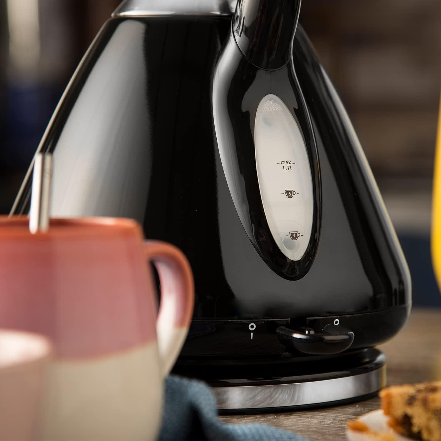 Black electric kettle body with water level markings window on side