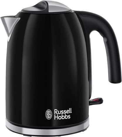 Russell Hobbs Colours Cordless Kettle with Black Handle Fast Boil 20413 (Black)