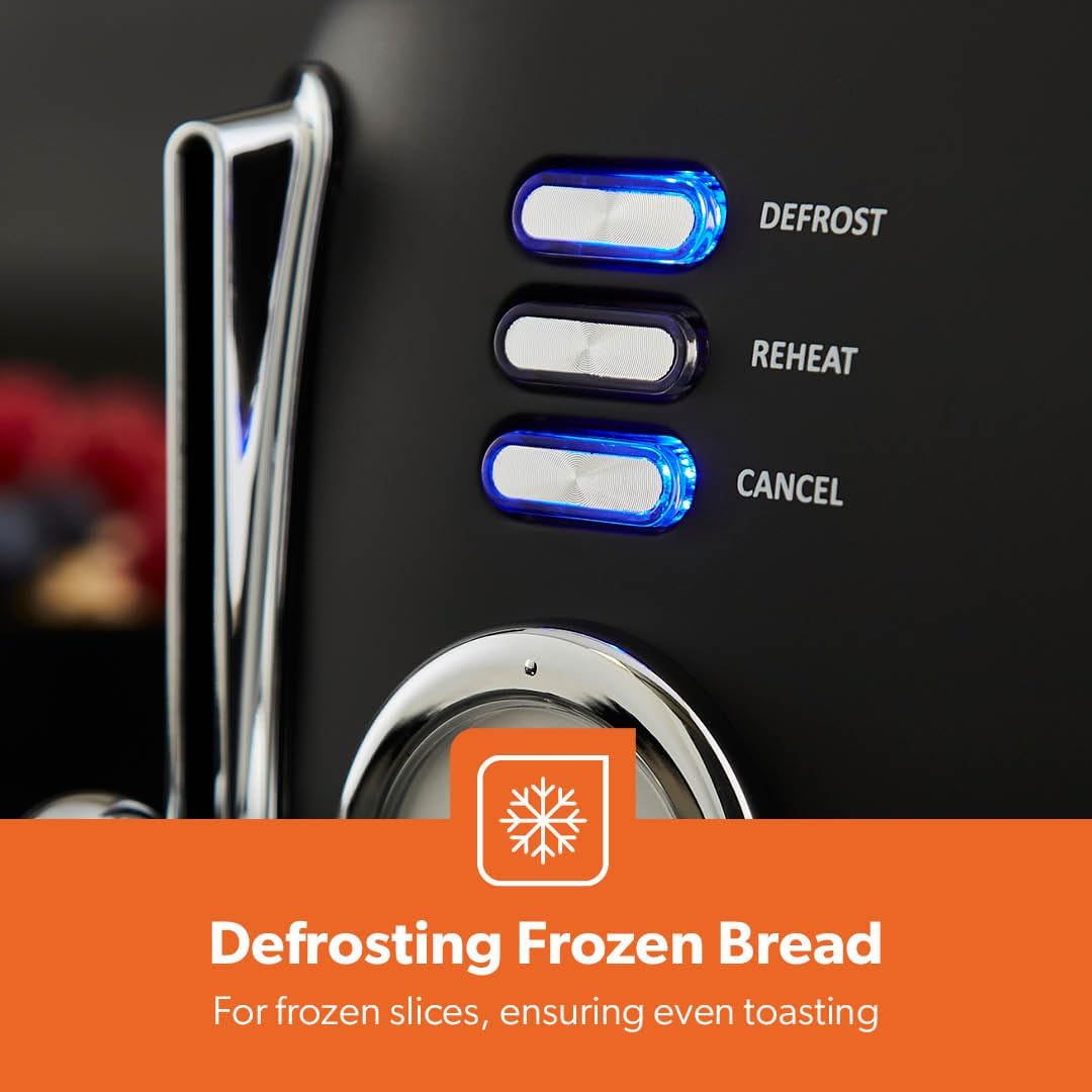 GEEPAS Retrovive 4 Slice Toaster GBT36564UK-BK (Vintage Black)