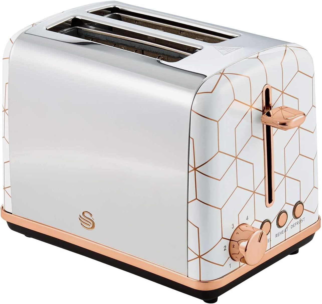 Swan Tribeca 2 Slice Toaster Retro Design ST42010WHTN (White/Rose Gold)