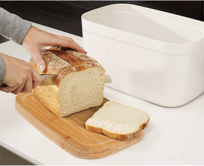 Joseph Joseph Bread Bin with Bamboo Chopping Board Lid (White)