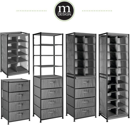 Mdesign Shoe Rack Canvas Hallway Storage Cubes Organiser Unit (Grey)