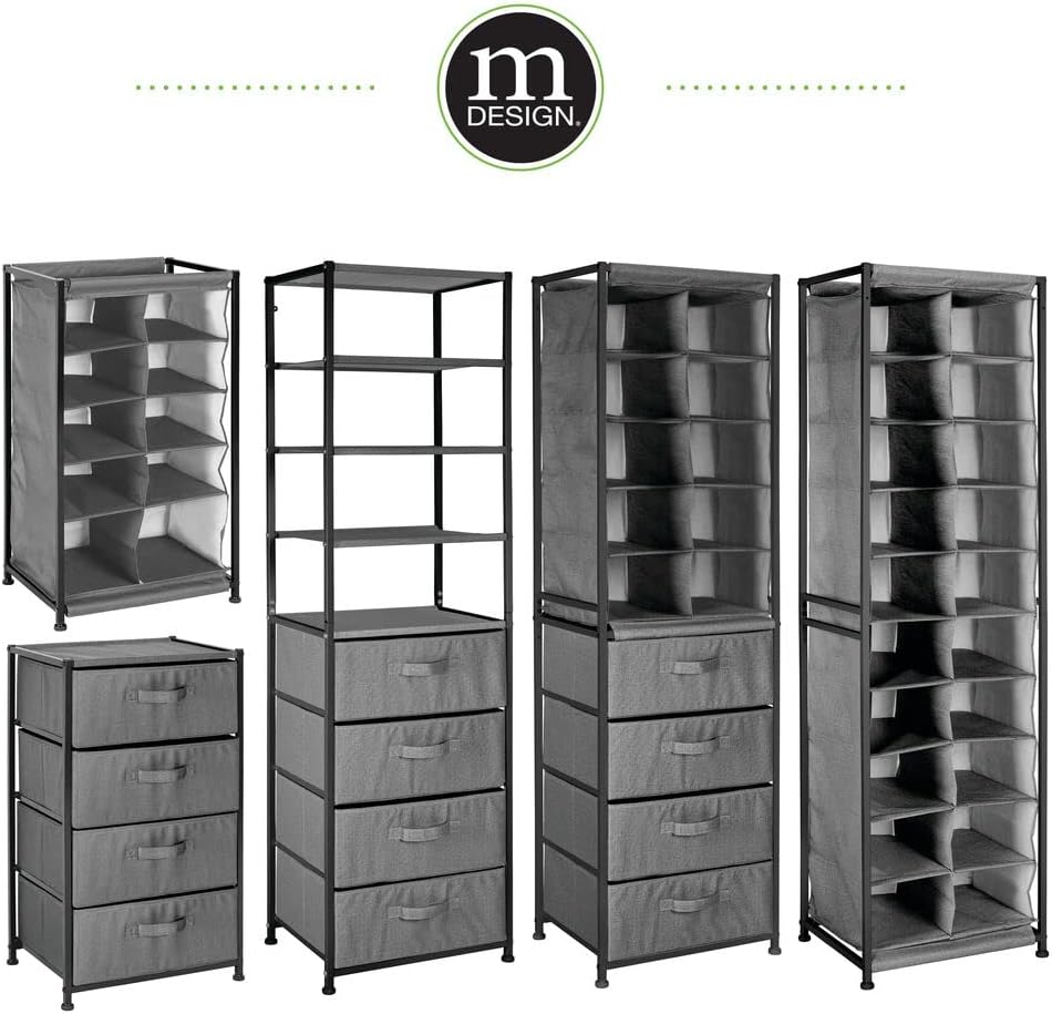 Mdesign Shoe Rack Canvas Hallway Storage Cubes Organiser Unit (Grey)