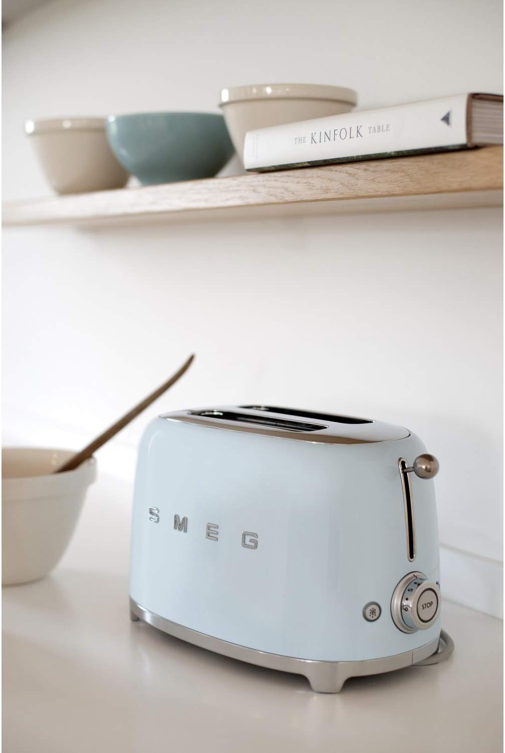 SMEG Retro 2 Slice Toaster Wide Slots TSF01PBUK (Pastel Blue)