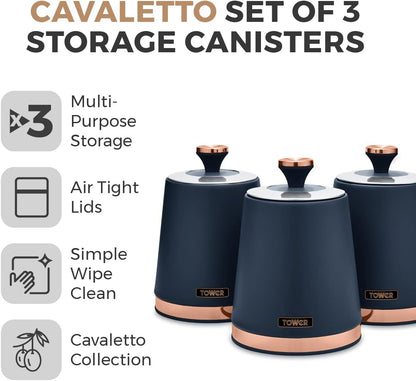 Tower Cavaletto Blue Canisters Midnight Canister Rose Gold T826131MNB