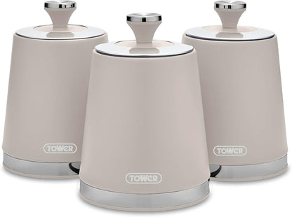 Tower Cavaletto Grey Kitchen Set including Kettle, Toaster, Bread Bin and Canisters