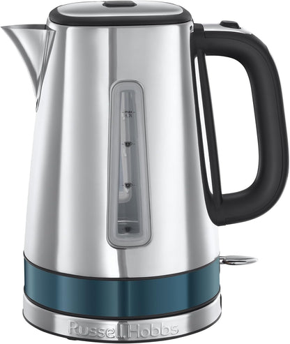 Russell Hobbs Distinctions Jug Kettle, 2 Slice Toaster & Microwave Kitchen Set (Ocean Blue)