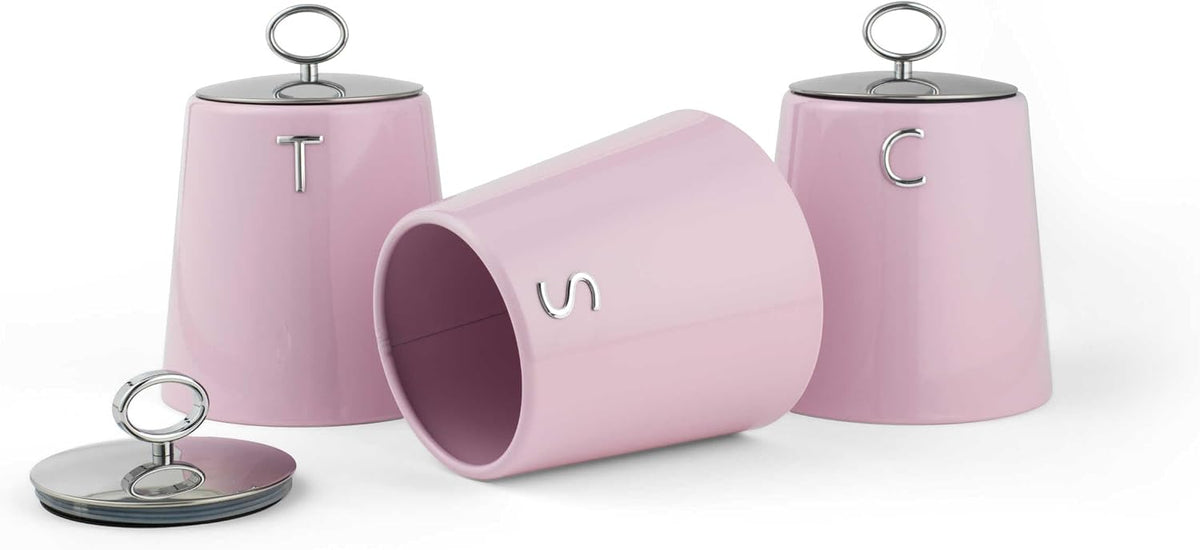 Salter Salter Retro Kettle, 2 Slice Toaster & Canisters Kitchen Set (Pink)