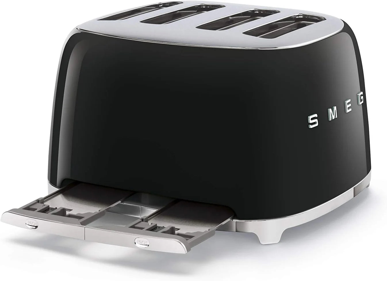 SMEG Retro Kettle & 4 Slice Toaster Matching Kitchen Set (Gloss Black)