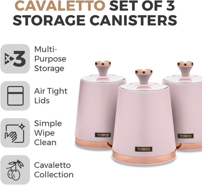 Tower Cavaletto Pink Canister Set Canisters Rose Gold T826131PNK