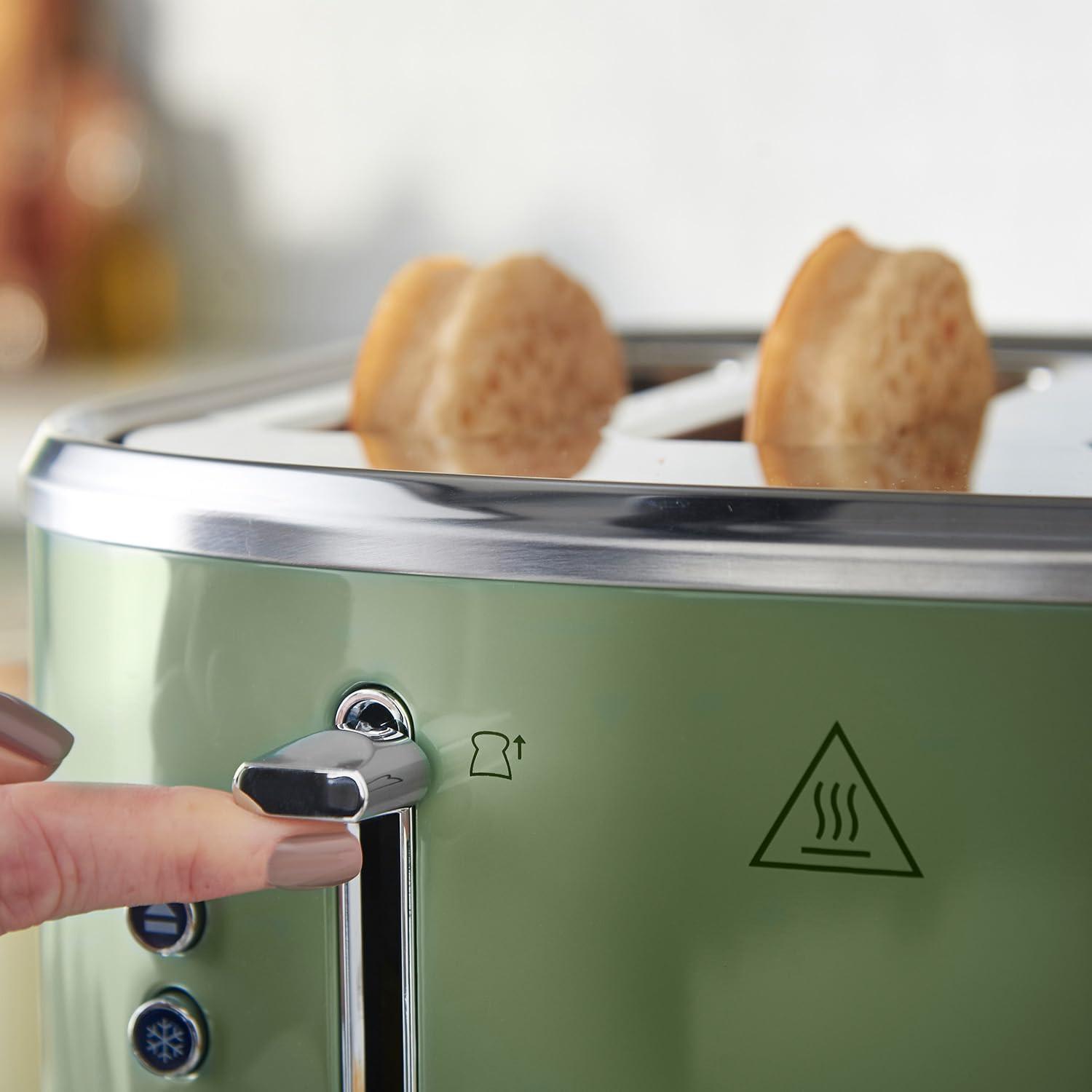 Sage 4-slice toaster with lever controls and toasting icons on the front panel