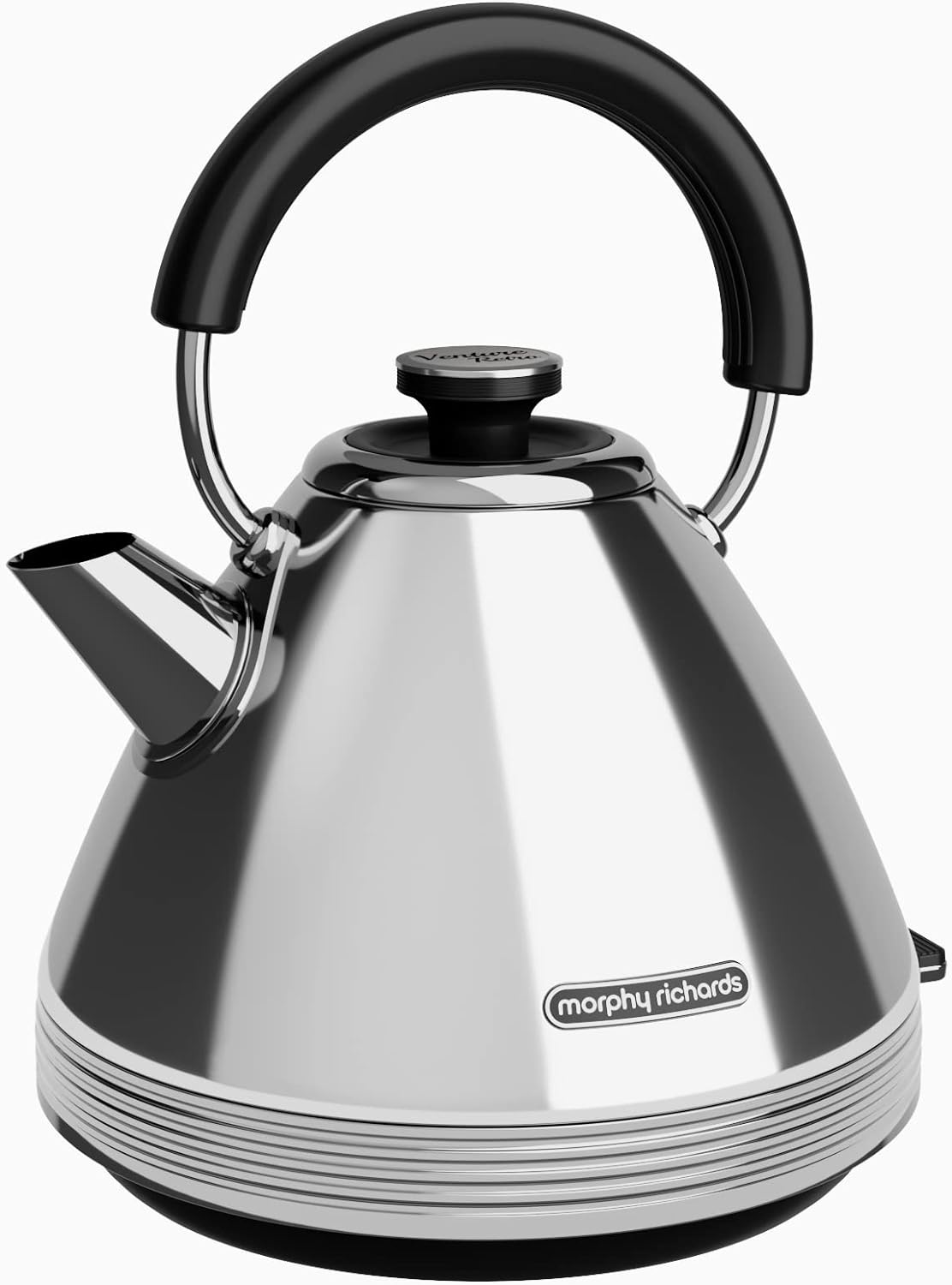 Morphy Richards 100330 Electric Kettle with a Capacity of 1.5 l and a Power of 2200 W Venture Retro Pyramid-chrome-100330, Stainless Steel