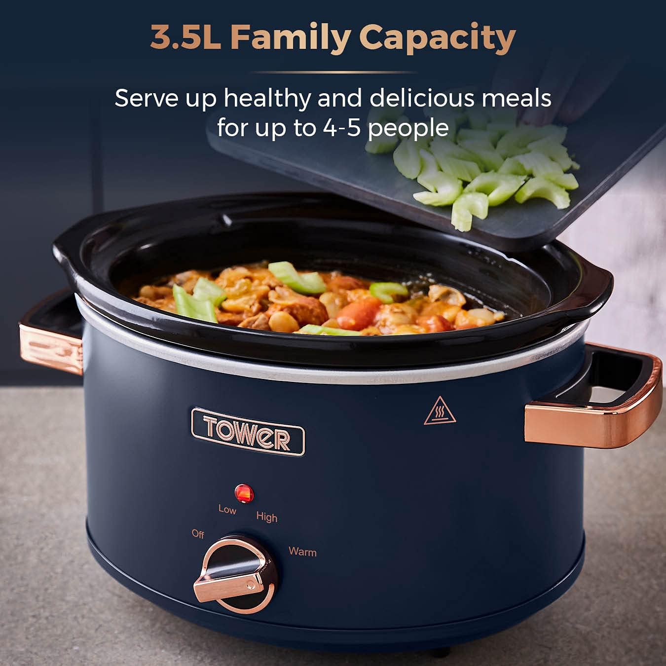 Tower Cavaletto Midnight Blue 9pc Kitchen Set Kettle 4 Slice Toaster Slow Cooker