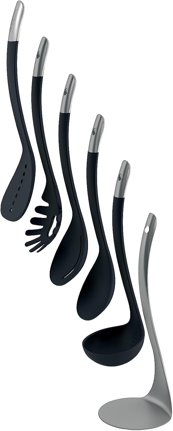 Joseph Joseph Nest 5-piece Utensils Set with Magnetic Stand (Black/Stainless Steel)