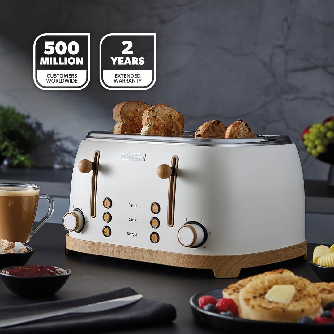 GEEPAS NordiQ 4 Slice Toaster GBT36561UK-CR (Cream)