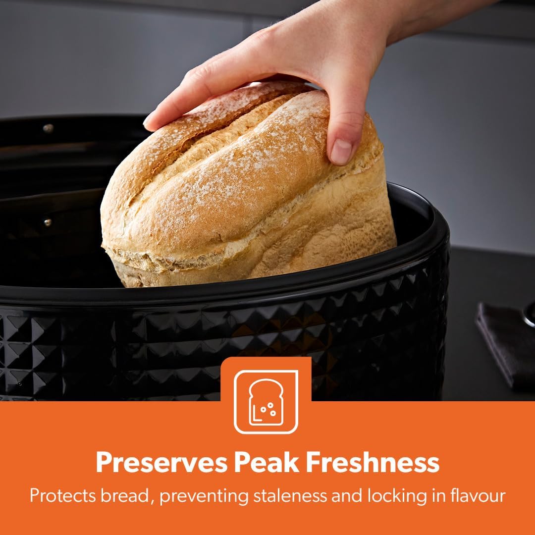 GEEPAS Argyle 9L Bread Bin GCS63084UK-BK (Black)