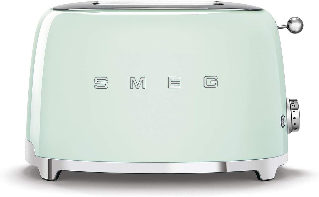 SMEG Green 2 Slice Toaster Extra Wide Slots Pastel Retro TSF01PGUK