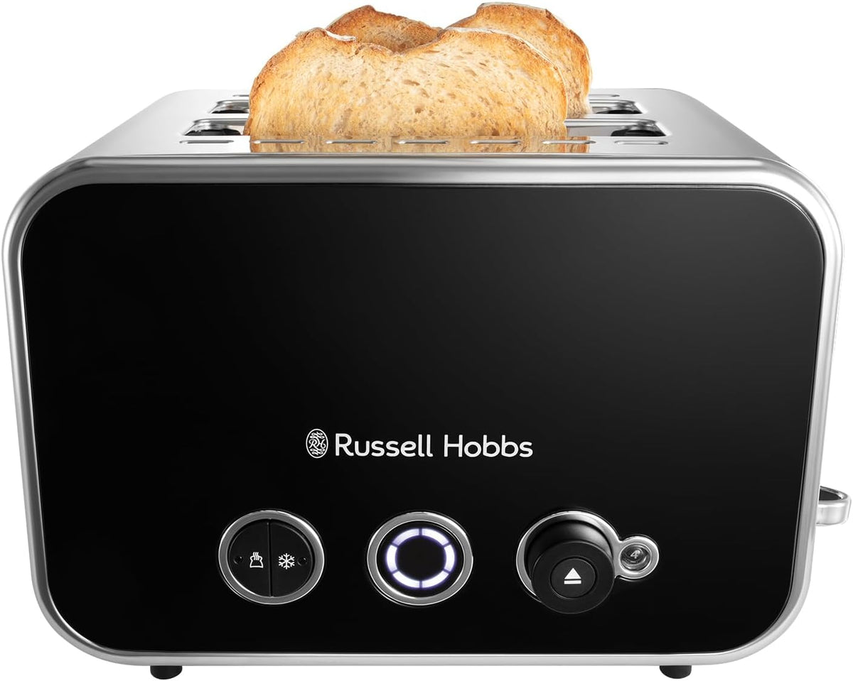 Russell Hobbs Distinctions Pyramid Kettle, 2 Slice Toaster & Microwave Kitchen Set (Black)