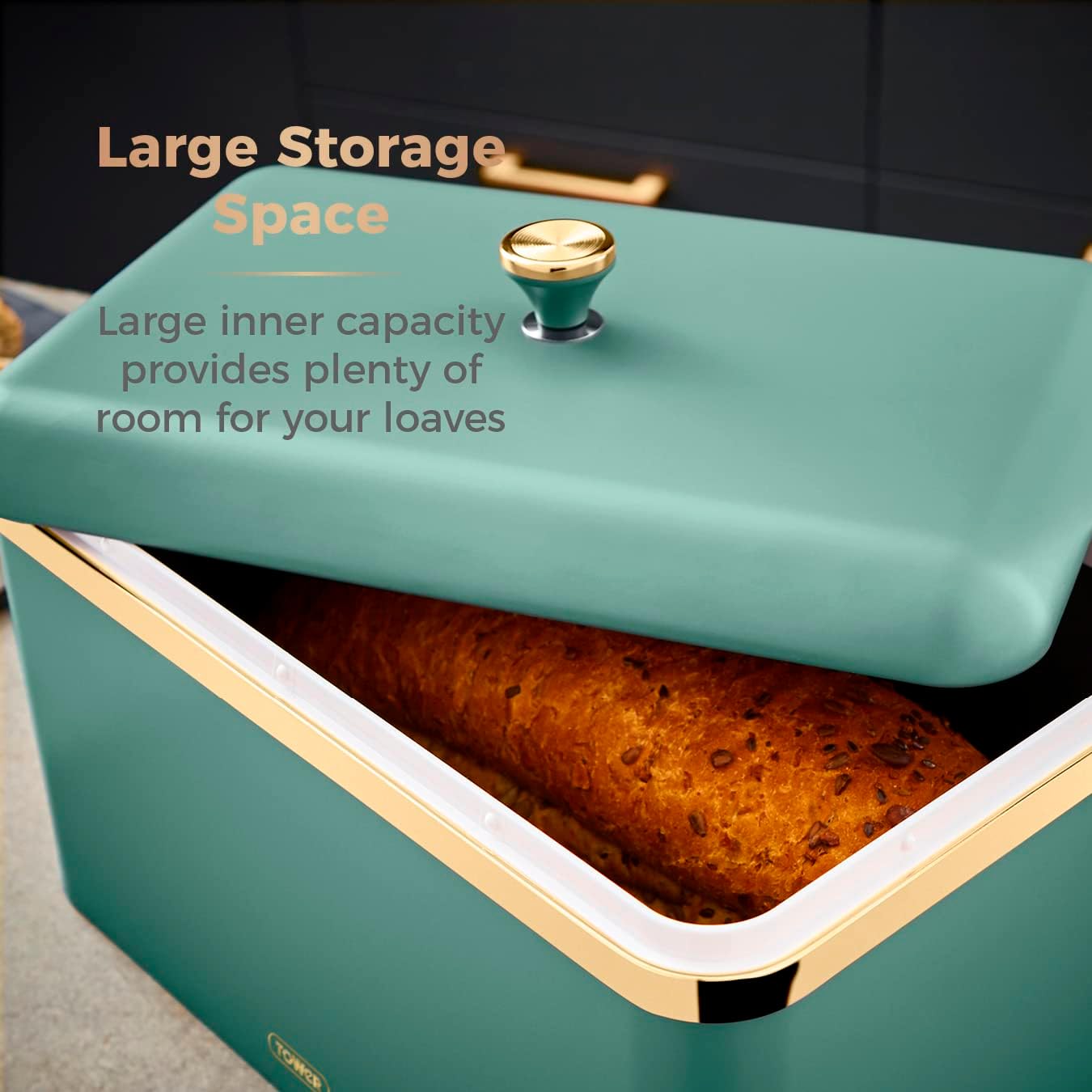 Tower Cavaletto Large Bread Bin Metal T826130JDE (Jade Green)