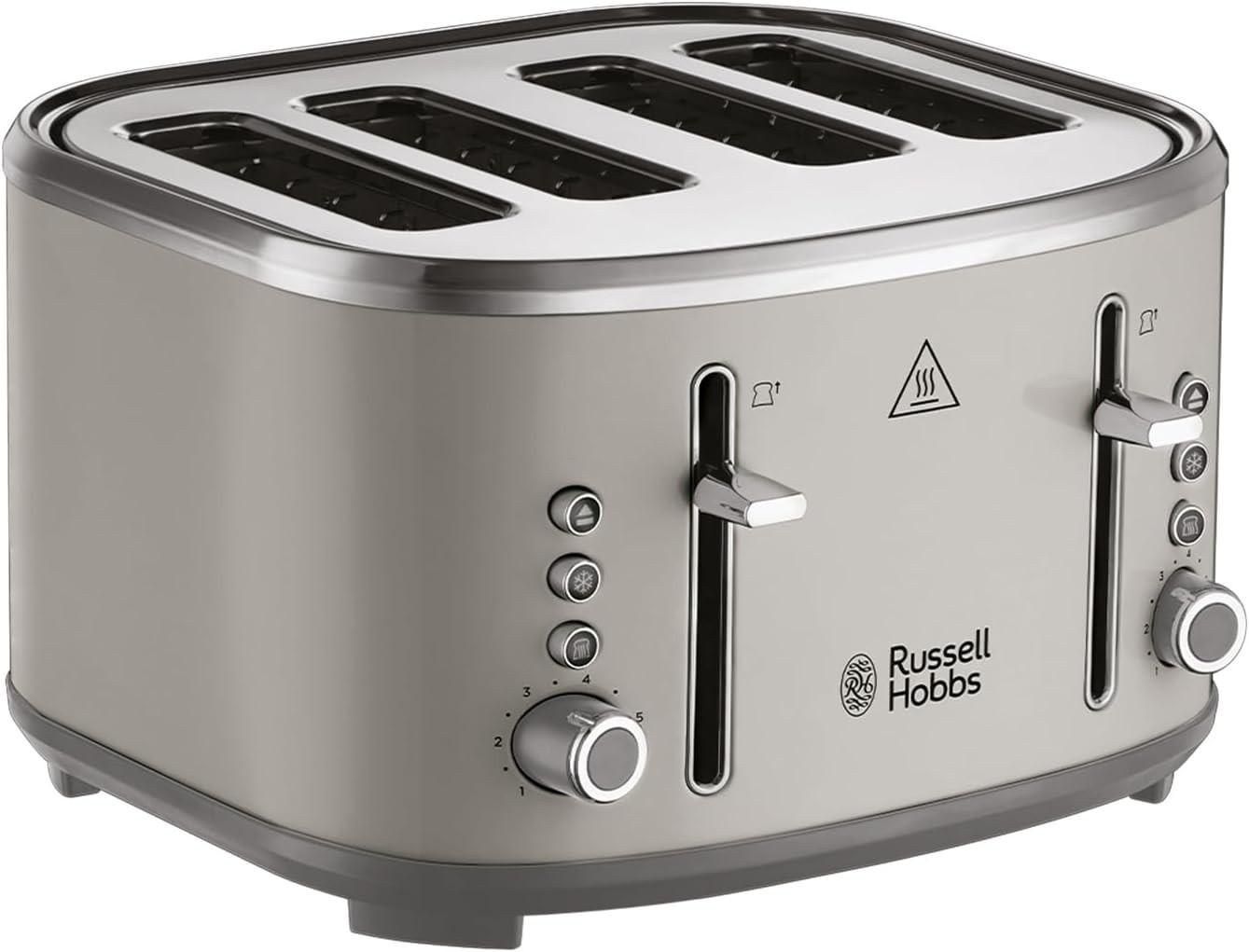 Mocha 4-slice toaster with wide slots and front control dials