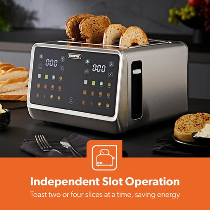 GEEPAS 5-in-1 Digital 4 Slice Toaster 1770W GBT36569UK (Silver)
