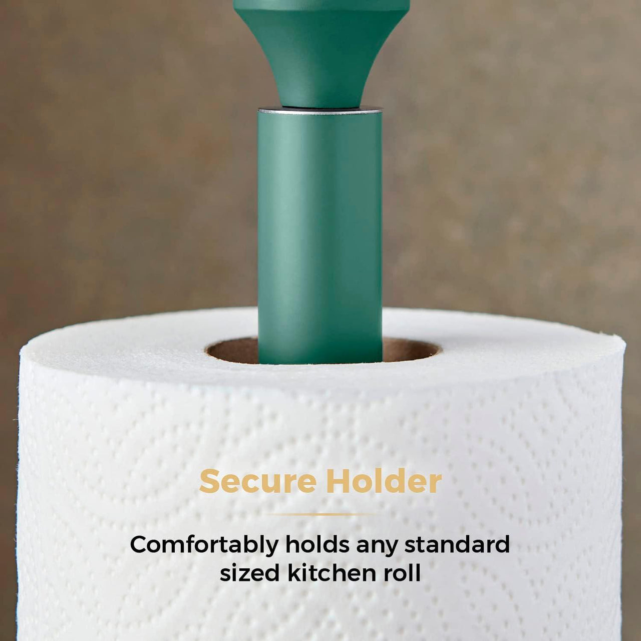 Jade towel roll holder on a central pole with a wide round base, gold-trim edge