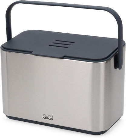 Joseph Joseph Collect 4-Litre Food Waste Caddy with Odour Filter (Stainless Steel)