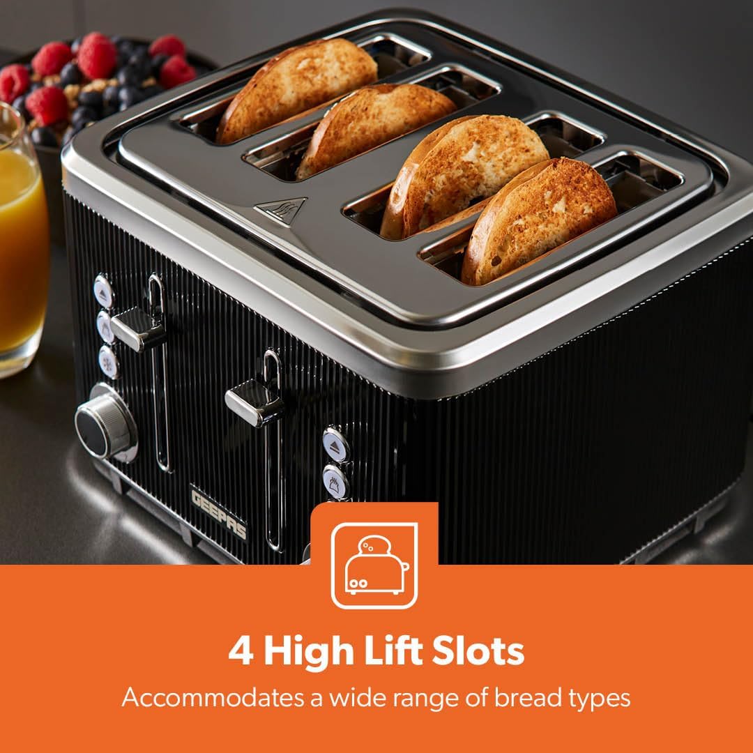 Geepas GEEPAS Arcus 4 Slice Toaster GBT36571UK-BK (Black)