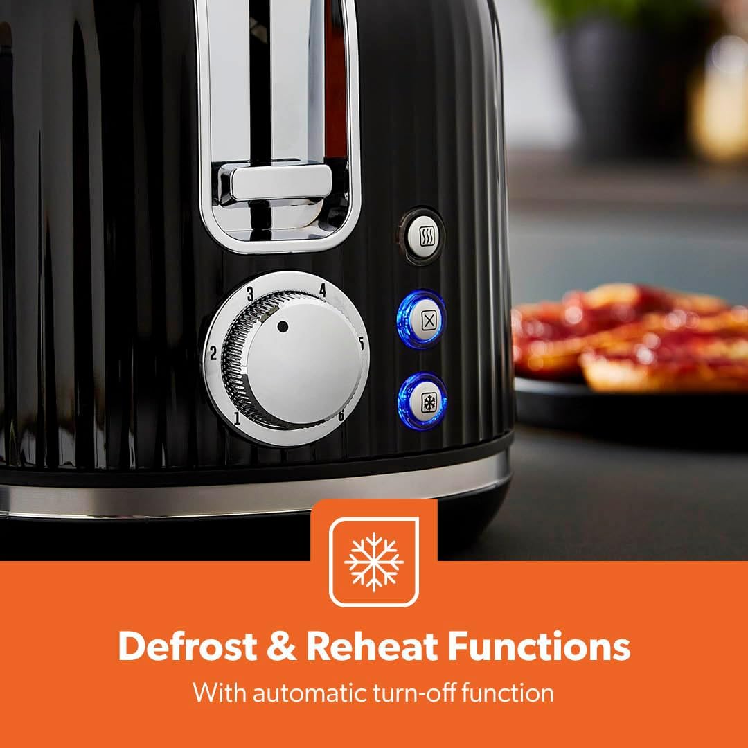 GEEPAS Fluted 2 Slice Toaster GBT36558UK-BK (Black)