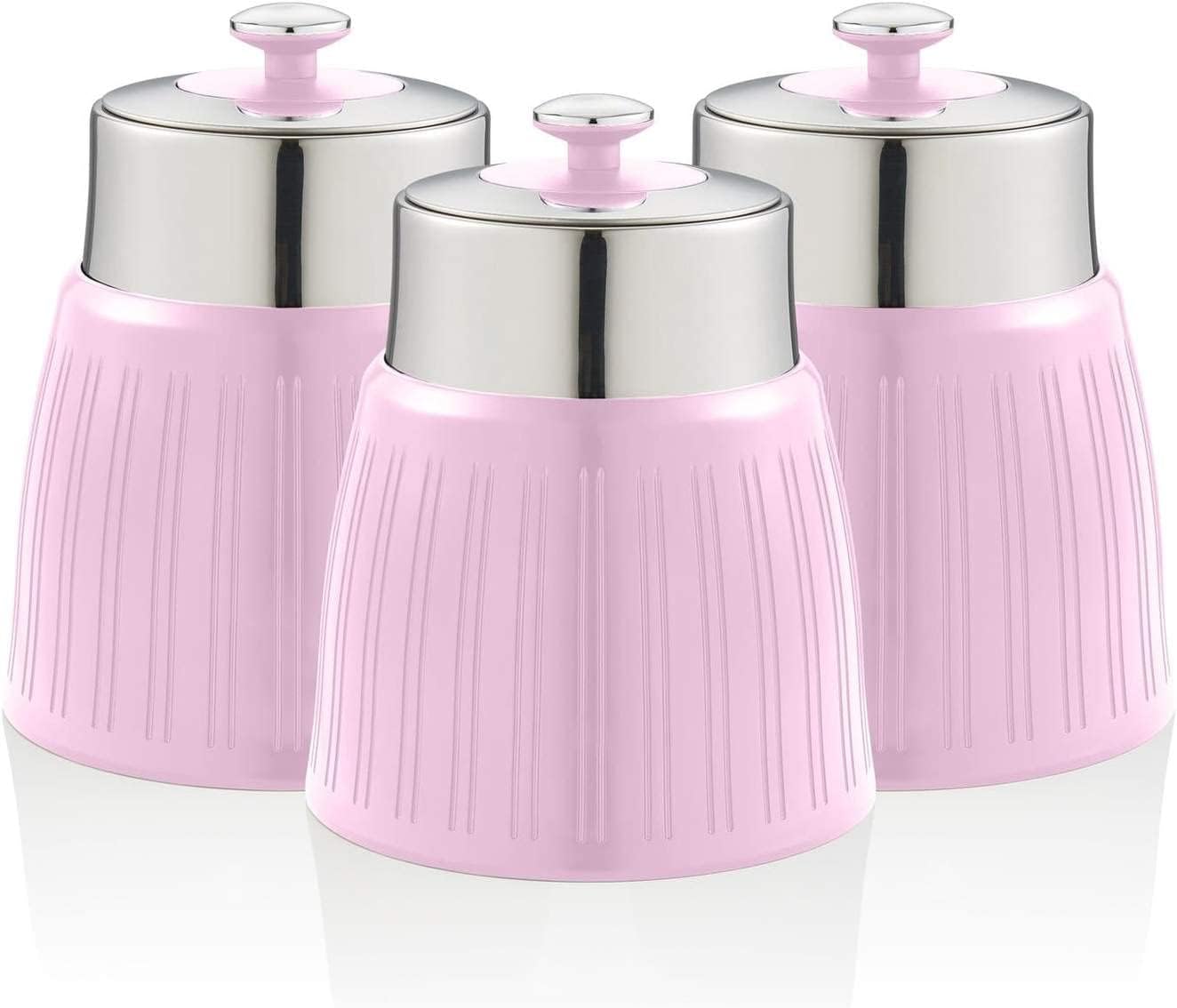 SWAN SWKA1024PN Retro Set of 3 Canisters, Pink