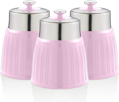 SWAN SWKA1024PN Retro Set of 3 Canisters, Pink