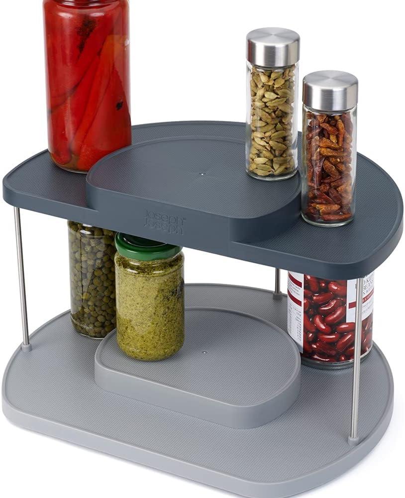 Joseph Joseph Grey CupboardStore 2-Tier Rotating Cupboard Food Organiser 85196 - Vibe Home