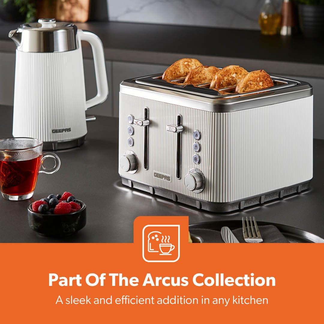 GEEPAS Arcus 4 Slice Toaster GBT36571UK-WT (White)